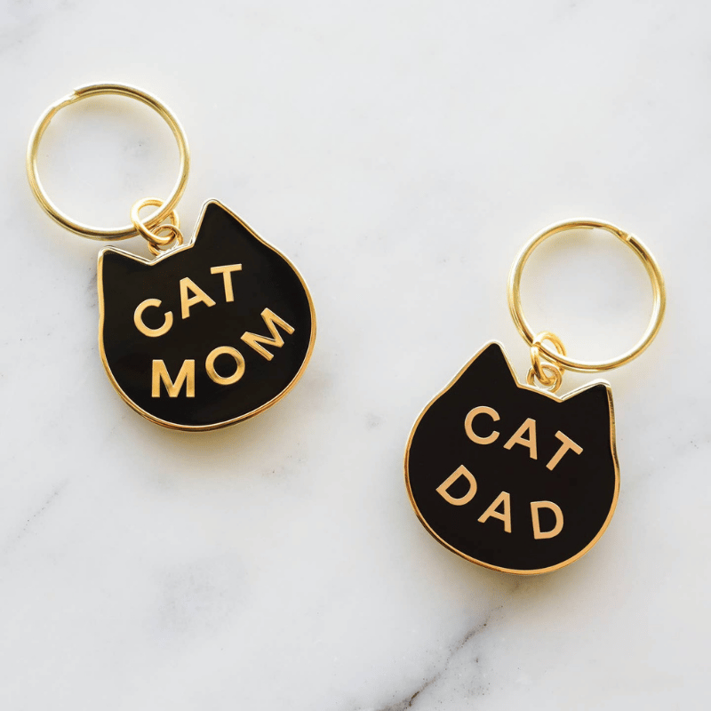Cat Dad Keychain - Gold/Black