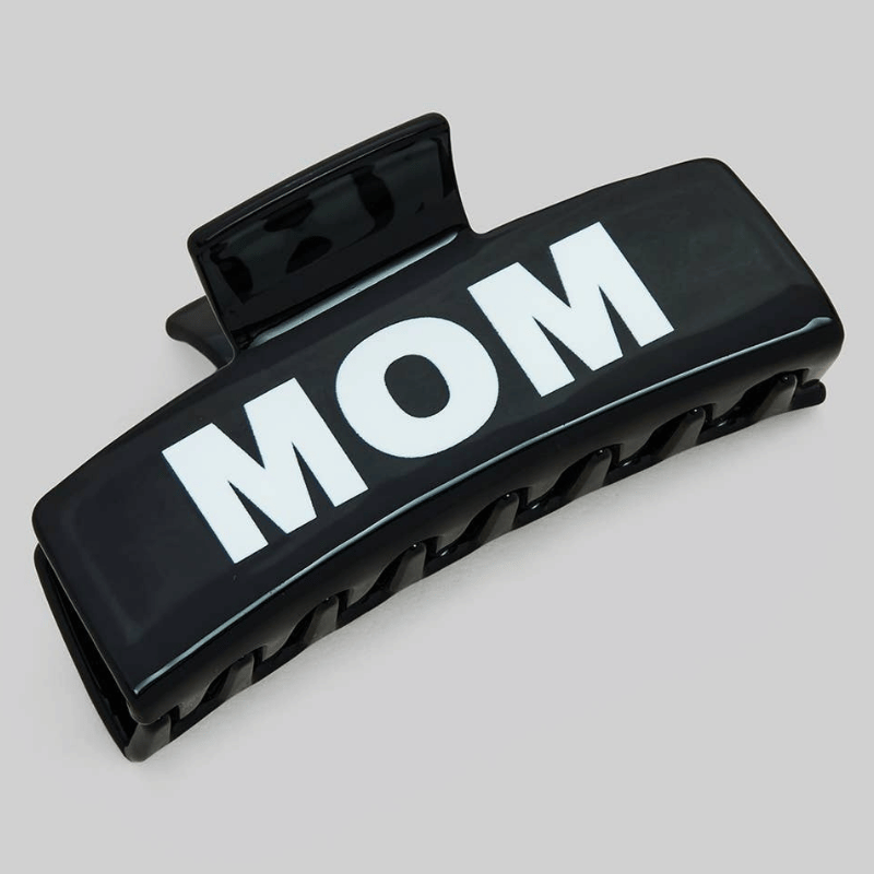 Cat Mom Rectangular Hair Clip - Black
