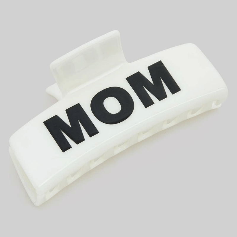 Cat Mom Rectangular Hair Clip - White