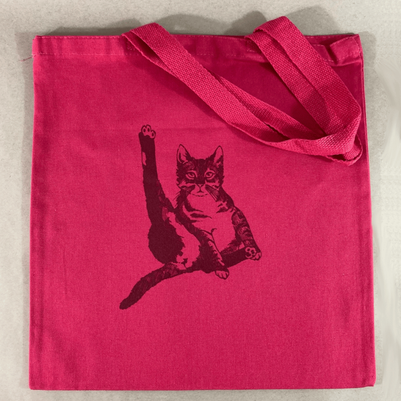 Cat Plays Violin Canvas Tote - Pink