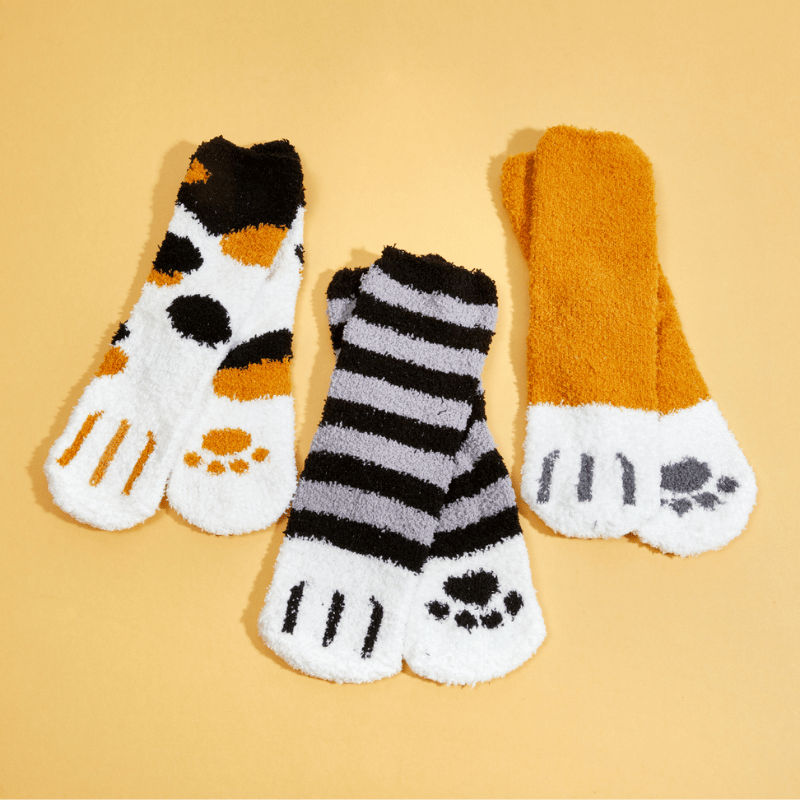 Fuzzy Cat Socks 3-Pack
