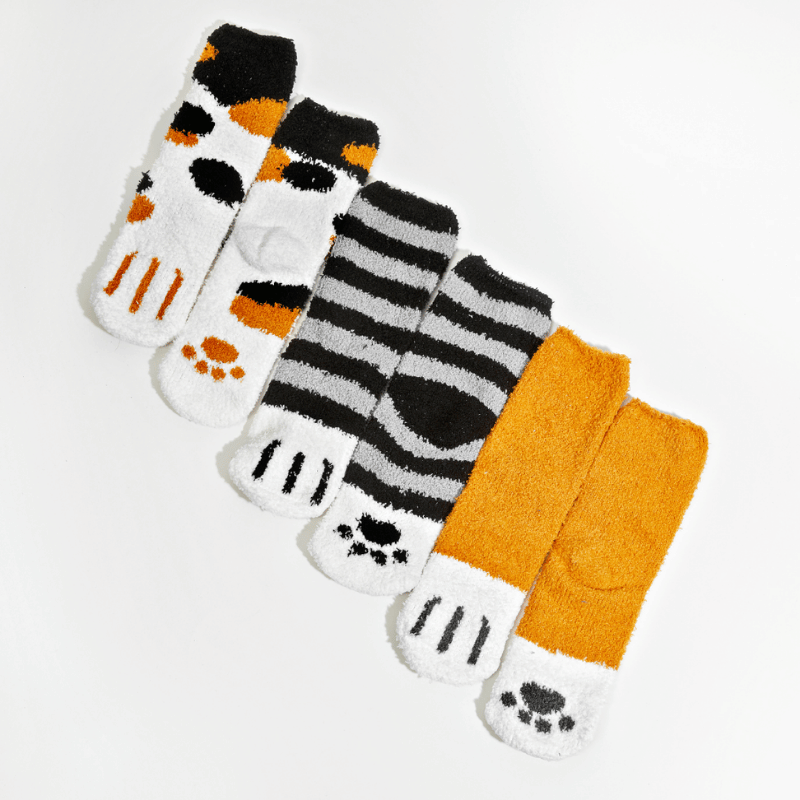 Fuzzy Cat Socks 3-Pack