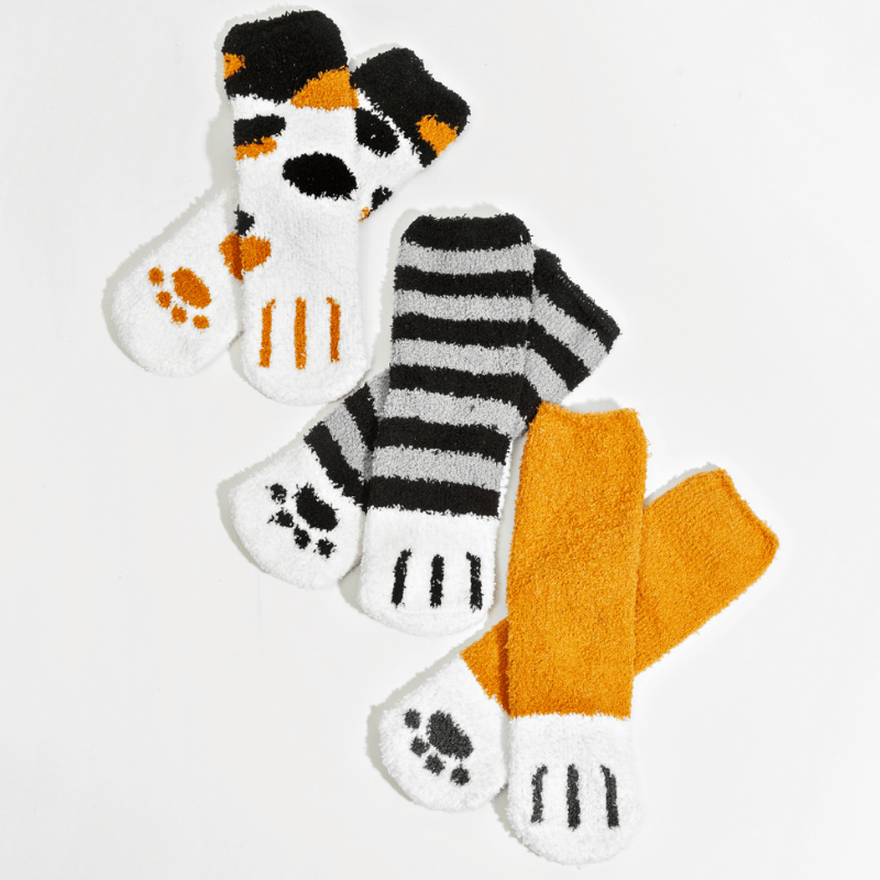 Fuzzy Cat Socks 3-Pack