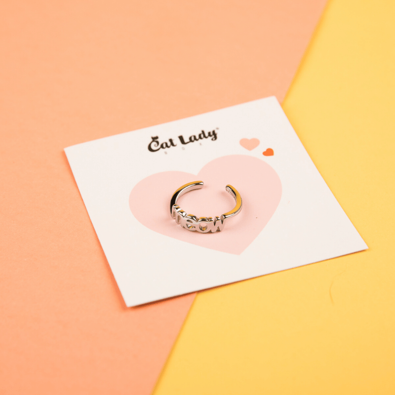 Meow Block Letter Ring
