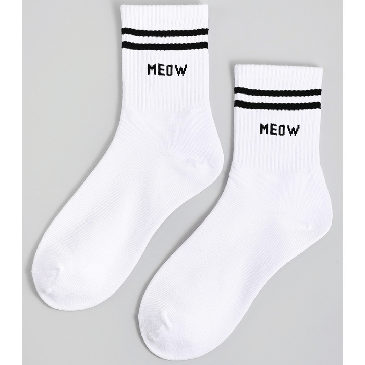Meow Striped Ankle Socks