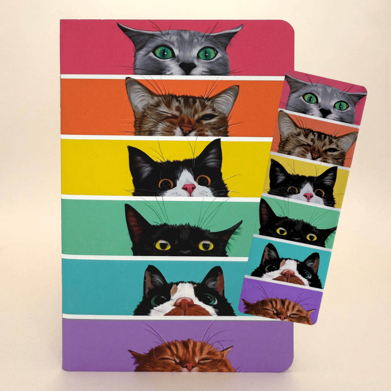 Add-On: Peeking Rainbow Cats Pocket Notebook & Bookmark
