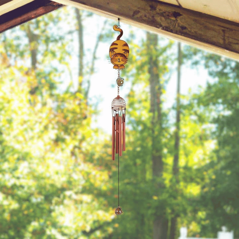 Tabby Cat Copper Gem Wind Chime
