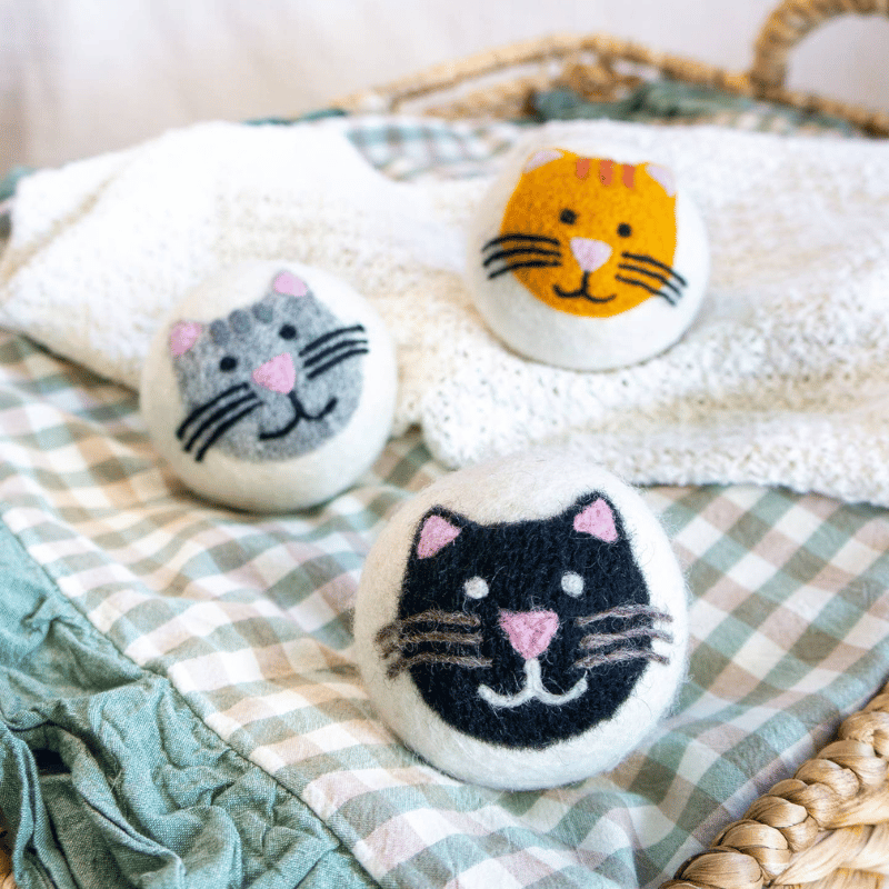 Multicolor Cats Eco Wool Dryer Balls