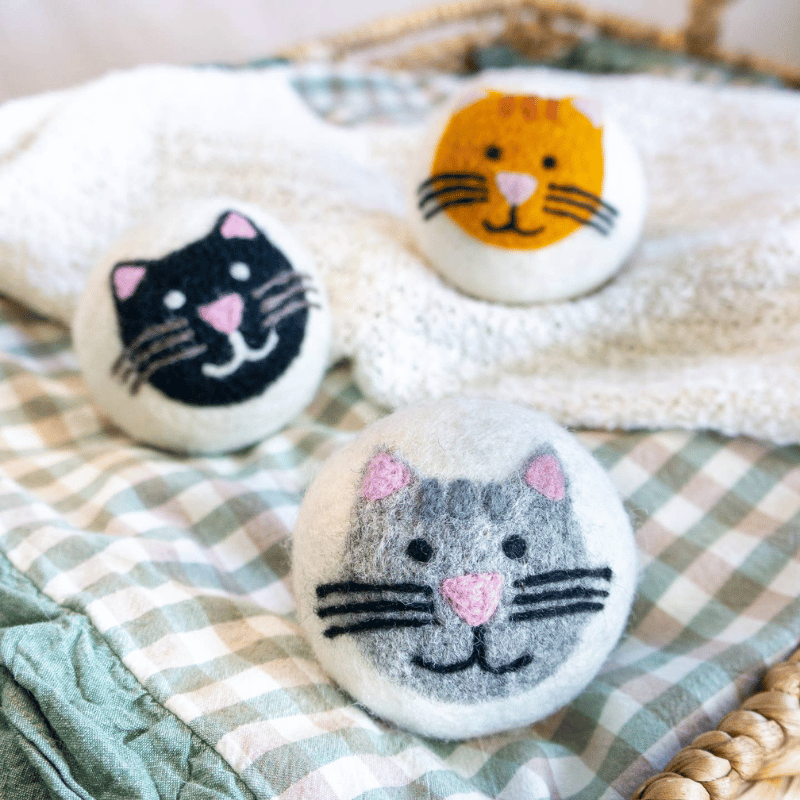 Multicolor Cats Eco Wool Dryer Balls