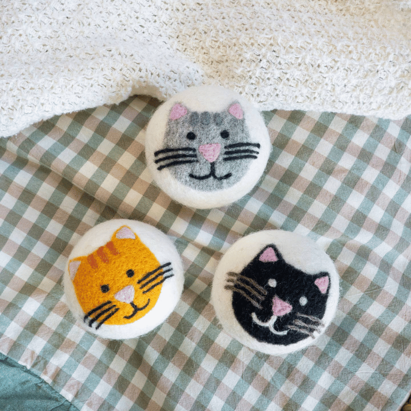 Multicolor Cats Eco Wool Dryer Balls
