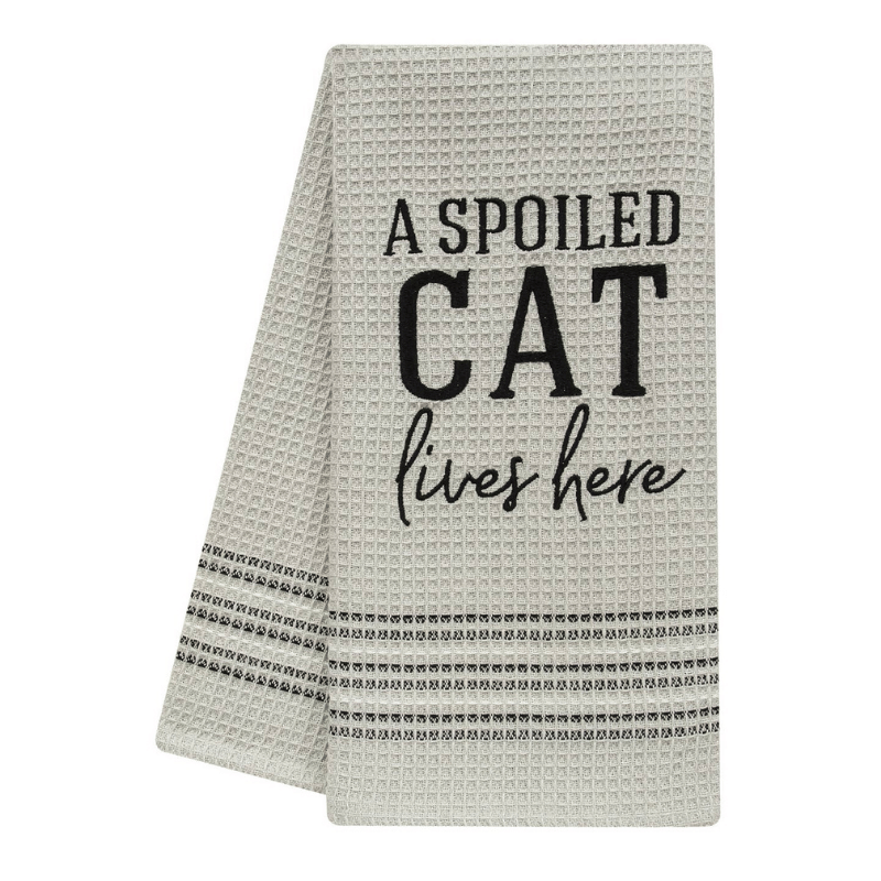 A Spoiled Cat Lives Here Dish Towel