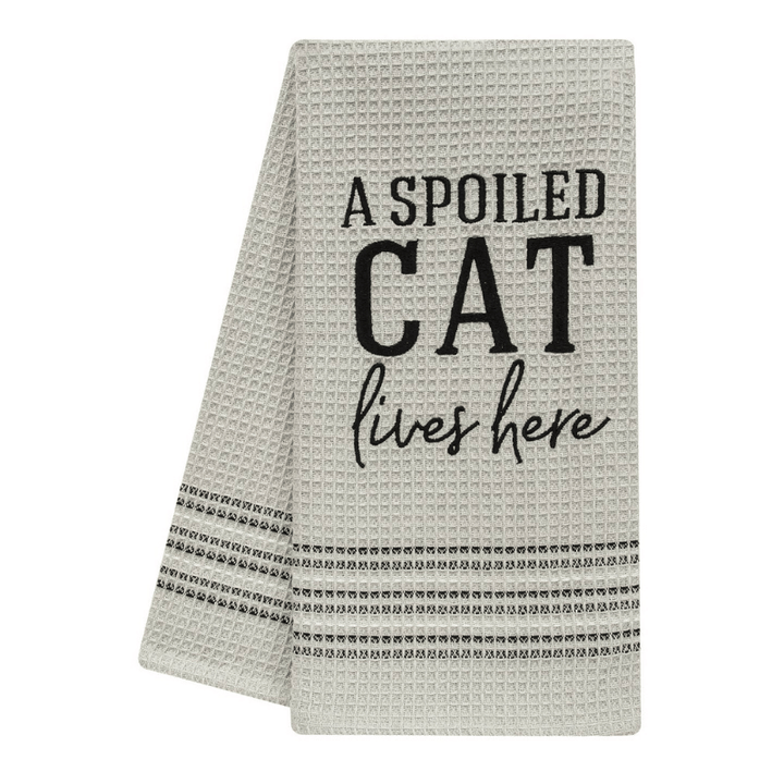 A Spoiled Cat Lives Here Dish Towel