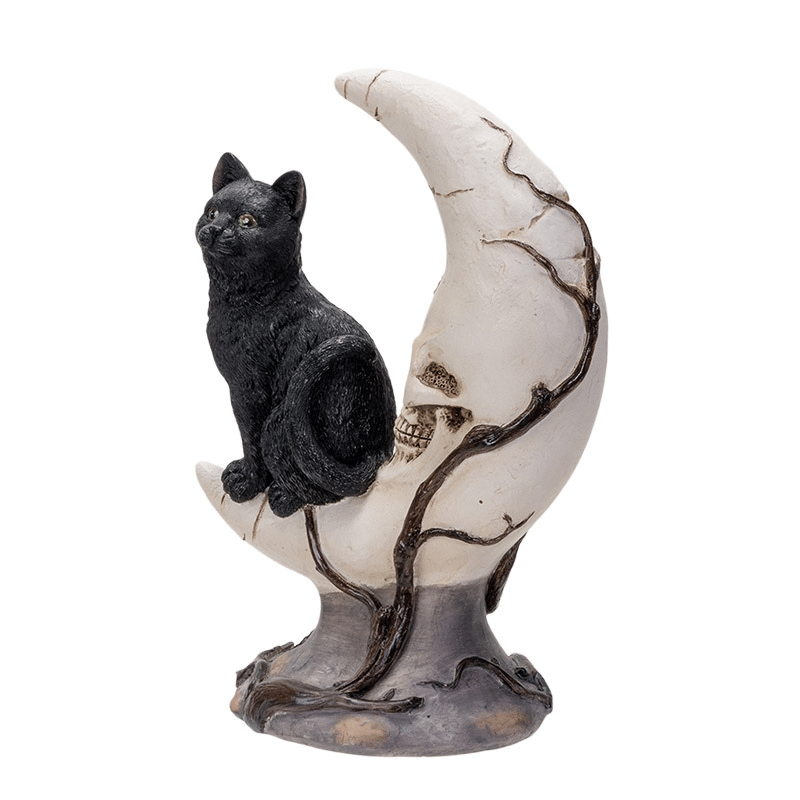 Black Cat On Moon Skull