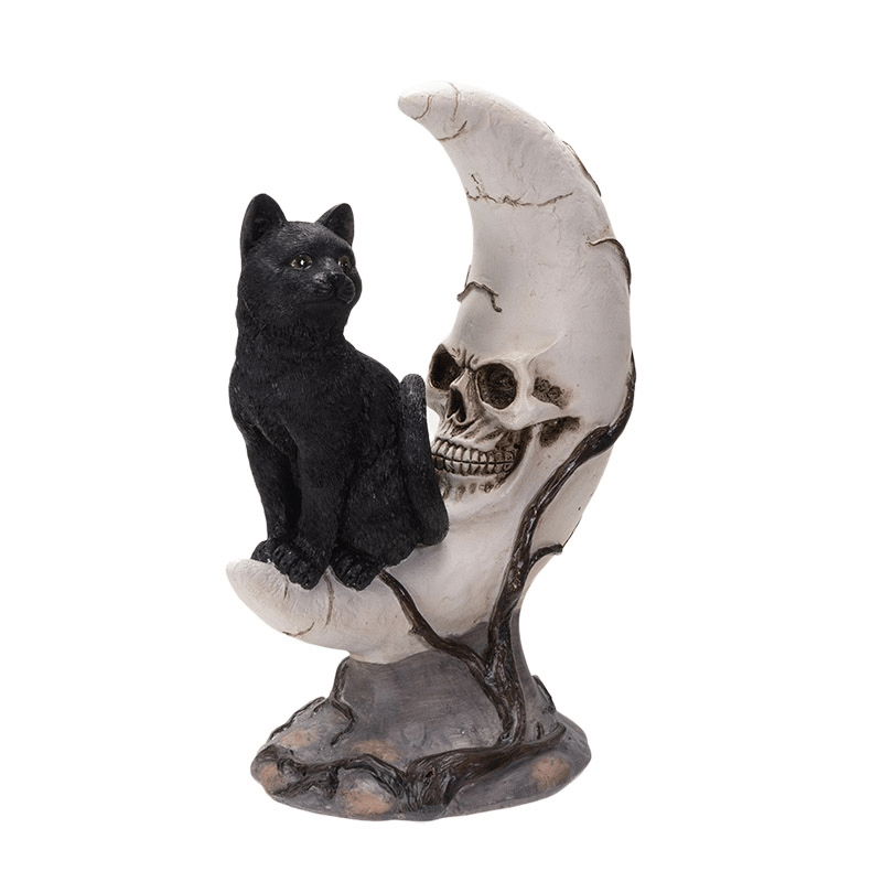 Black Cat On Moon Skull