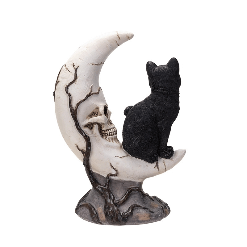 Black Cat On Moon Skull