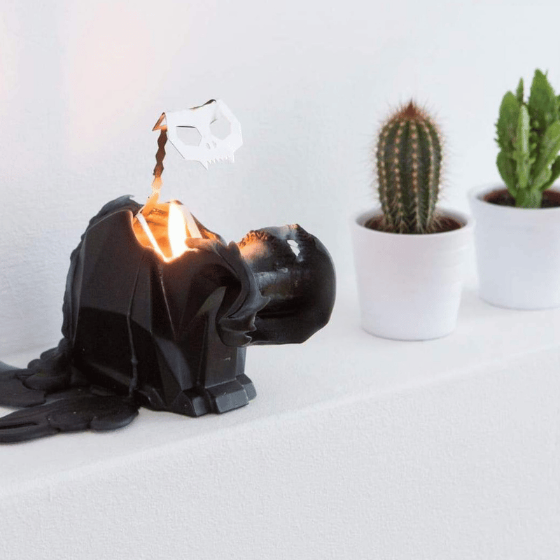 Black Cat Skeleton Candle