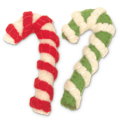 Candy Cane Wool Cat Toy - Pack of 2