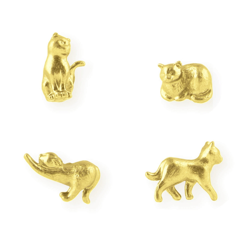 Cast Metal Cat Magnets - Gold
