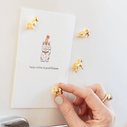 Cast Metal Cat Magnets - Gold