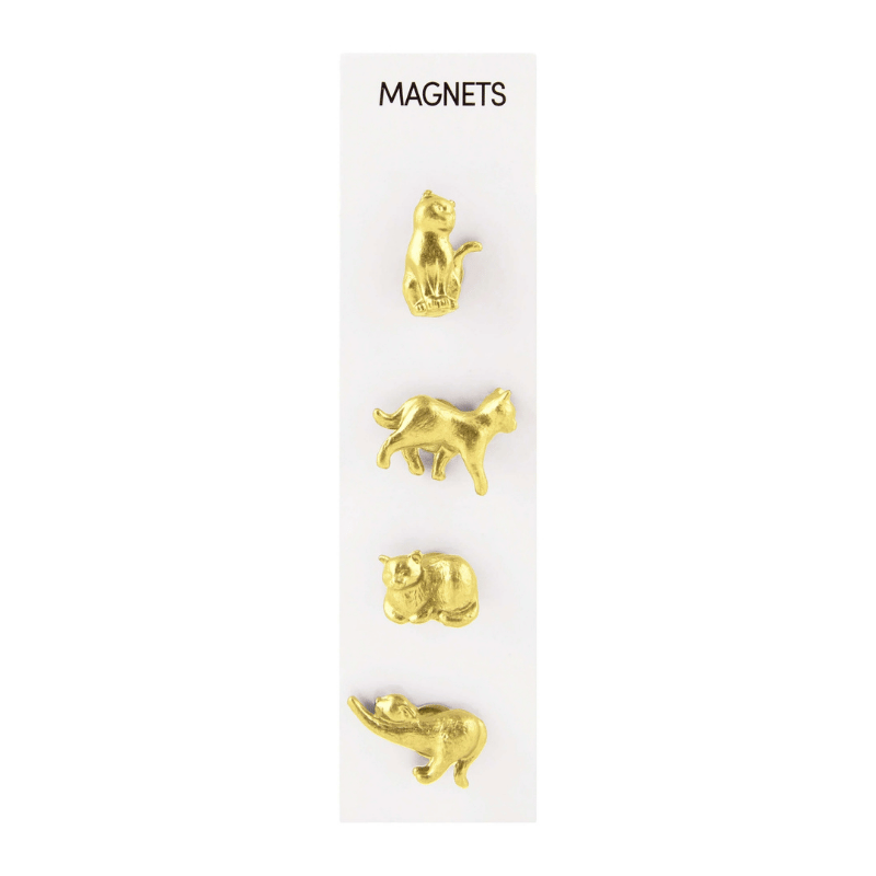 Cast Metal Cat Magnets - Gold