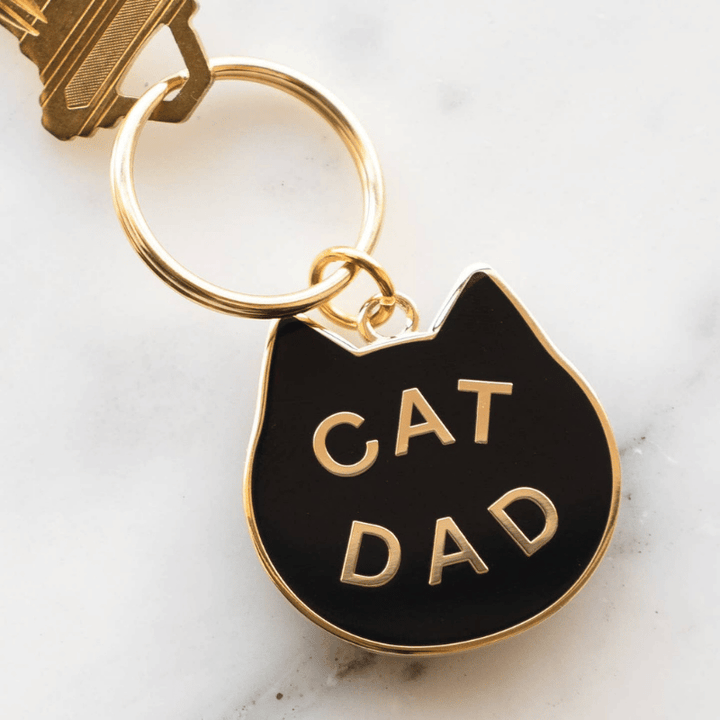Cat Dad Keychain - Gold/Black