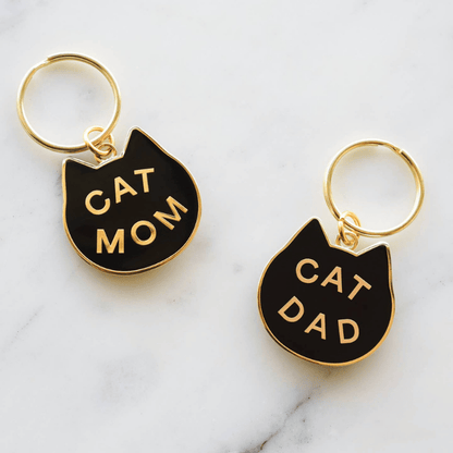 Cat Dad Keychain - Gold/Black