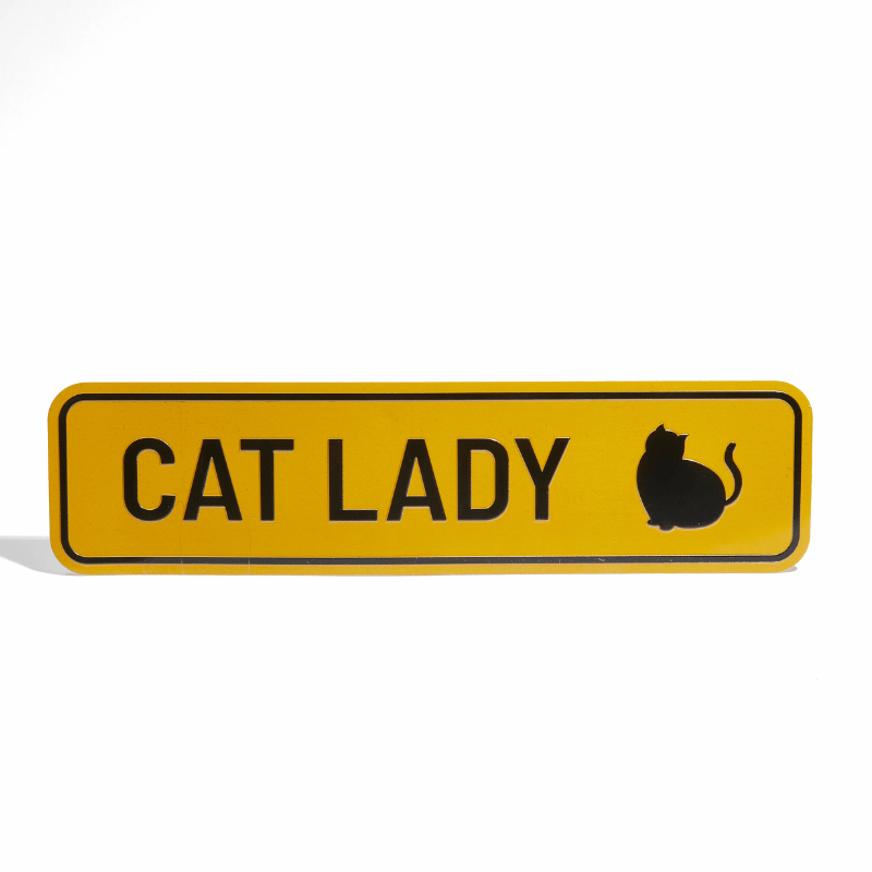"Cat Lady Crossing" Metal Sign