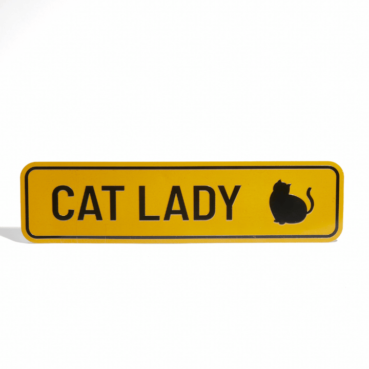 "Cat Lady Crossing" Metal Sign