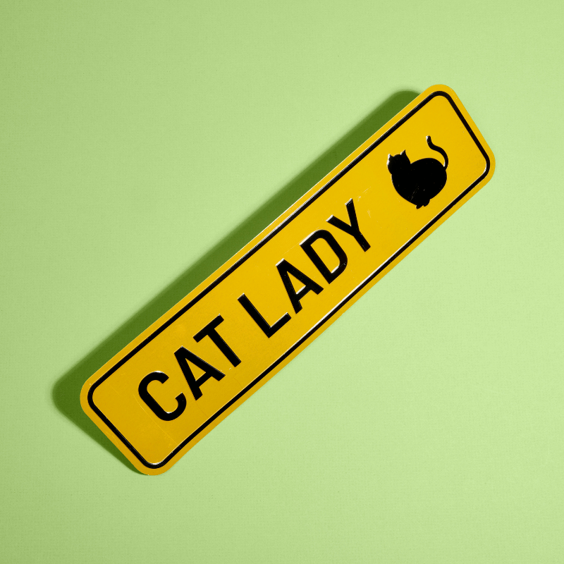"Cat Lady Crossing" Metal Sign