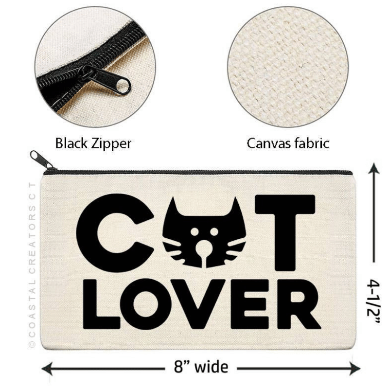 Cat Lover Multi-Purpose Canvas Zipper Pouch