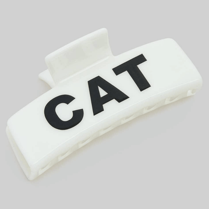 Cat Mom Rectangular Hair Clip - White