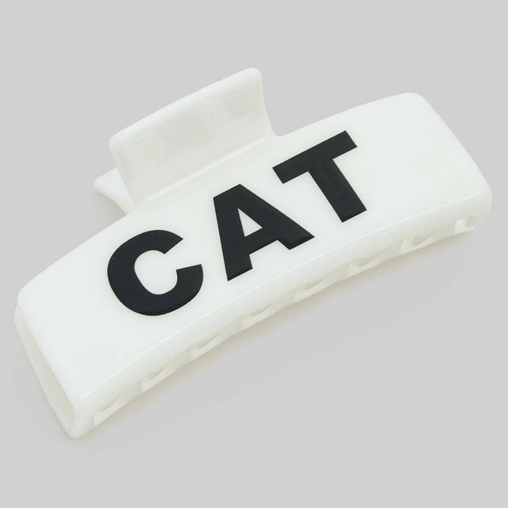 Cat Mom Rectangular Hair Clip - White