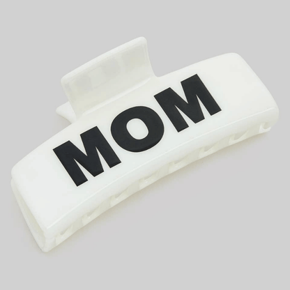 Cat Mom Rectangular Hair Clip - White