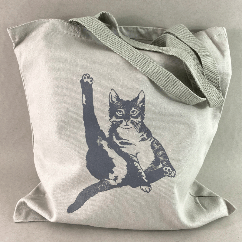 Cat Plays Violin Canvas Tote - Gray