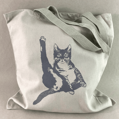 Cat Plays Violin Canvas Tote - Gray