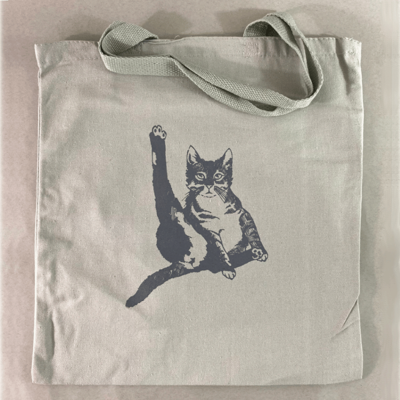Cat Plays Violin Canvas Tote - Gray