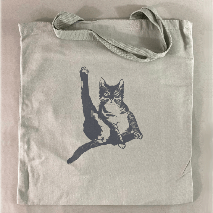Cat Plays Violin Canvas Tote - Gray