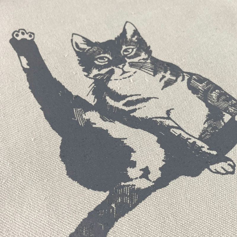 Cat Plays Violin Canvas Tote - Gray