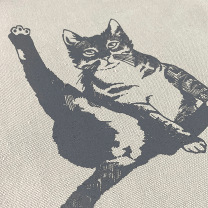 Cat Plays Violin Canvas Tote - Gray
