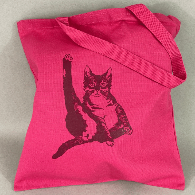 Cat Plays Violin Canvas Tote - Pink