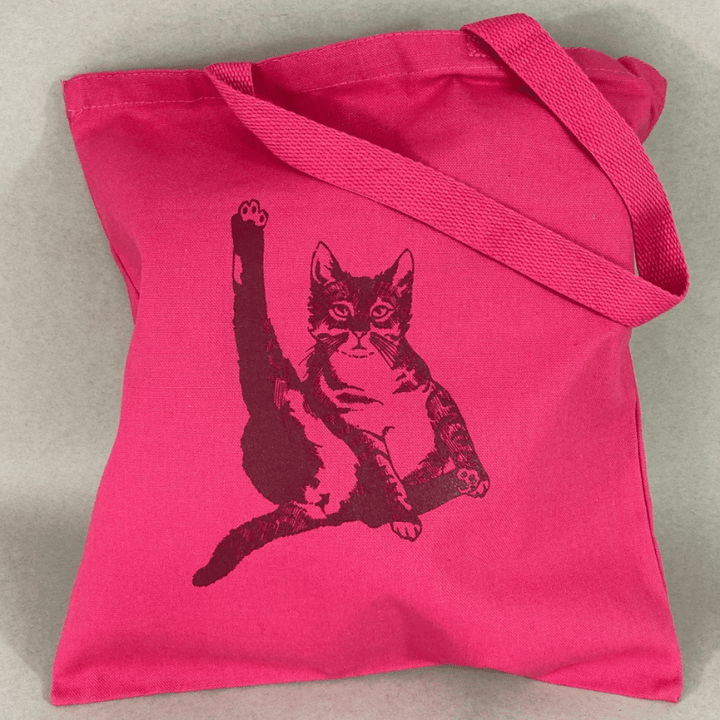 Cat Plays Violin Canvas Tote - Pink