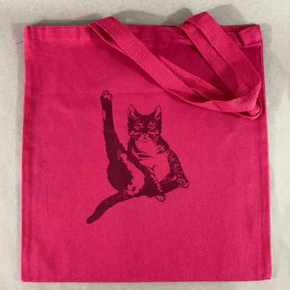 Cat Plays Violin Canvas Tote - Pink