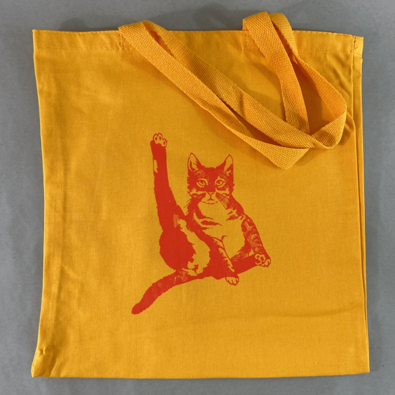 Cat Plays Violin Canvas Tote - Yellow