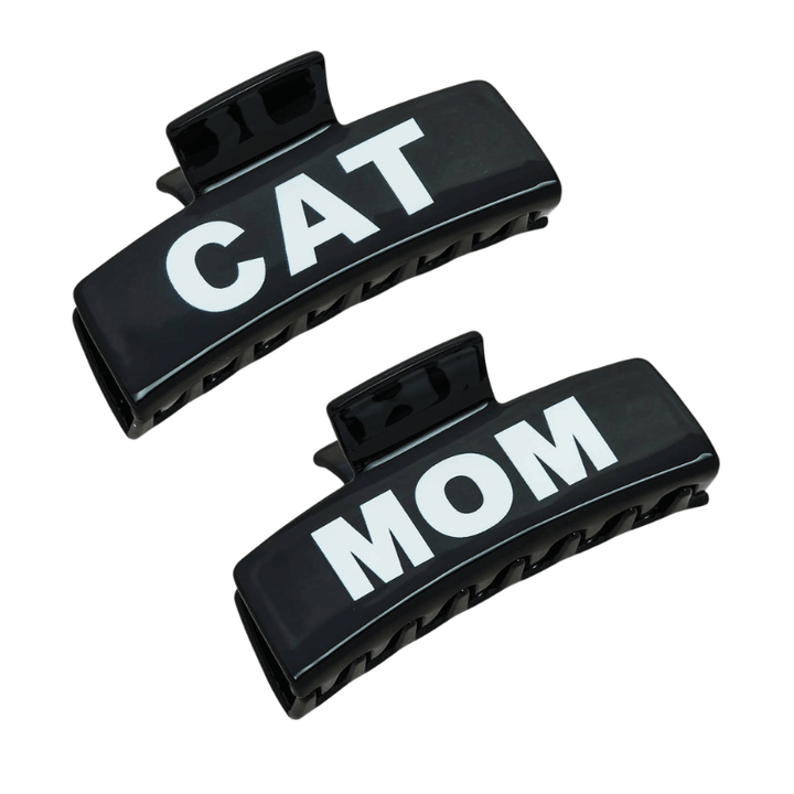 Cat Mom Rectangular Hair Clip - Black