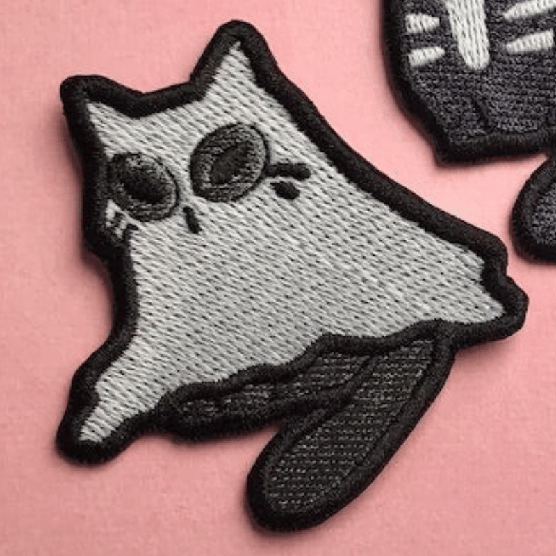 Glow in the Dark Halloween Ghost Cat Patch