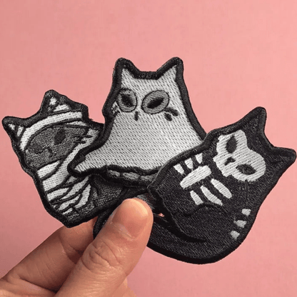 Glow in the Dark Halloween Ghost Cat Patch