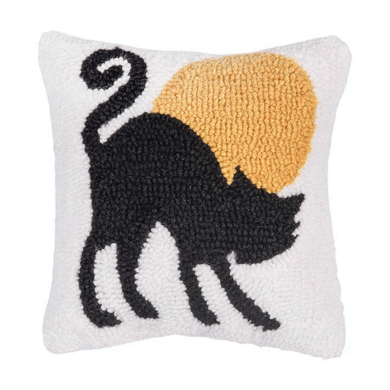 Halloween Black Cat Moonlight Throw Pillow
