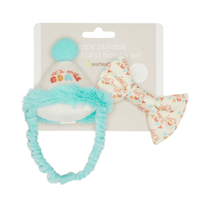 Happy Purrday Cat Hat and Bowtie Set