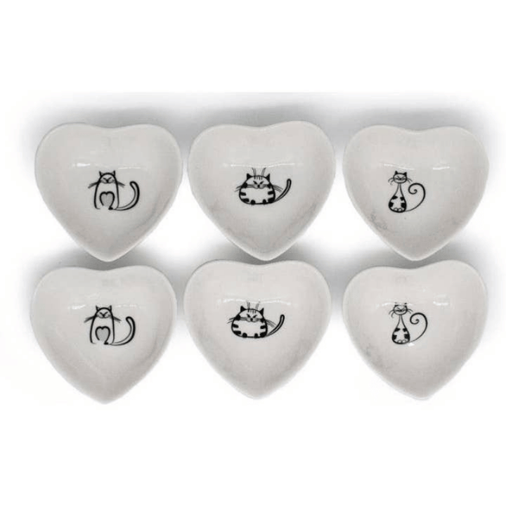 Heart Cat Trinket Dish - Set of 6