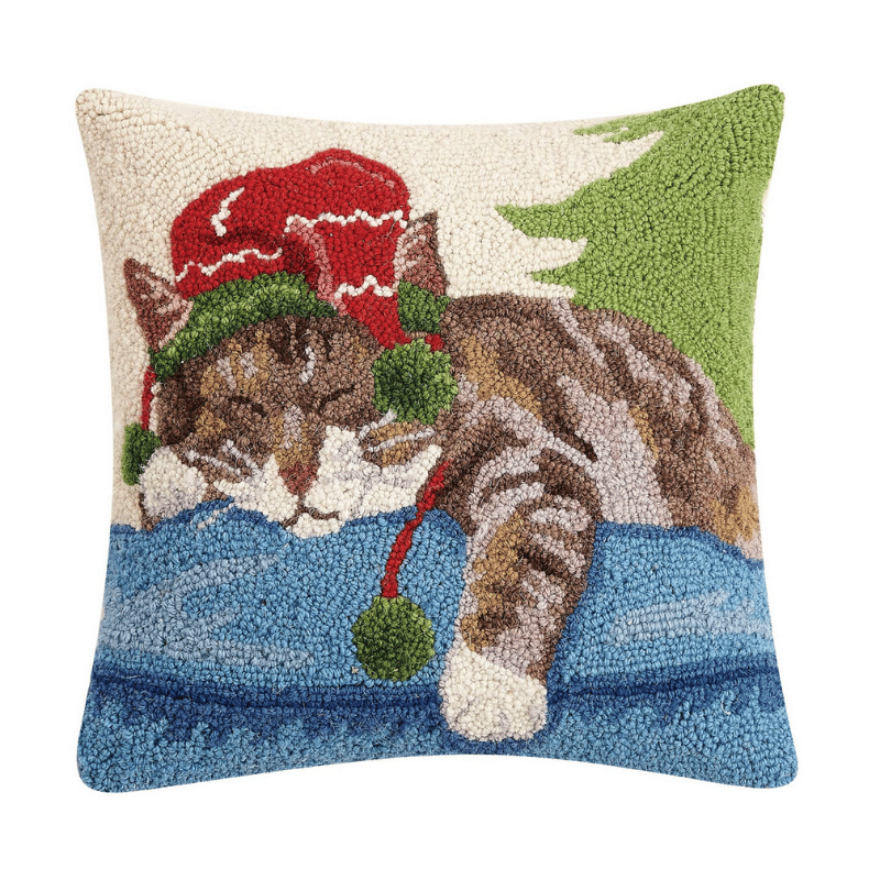 Holiday Napping Cat Hook Pillow